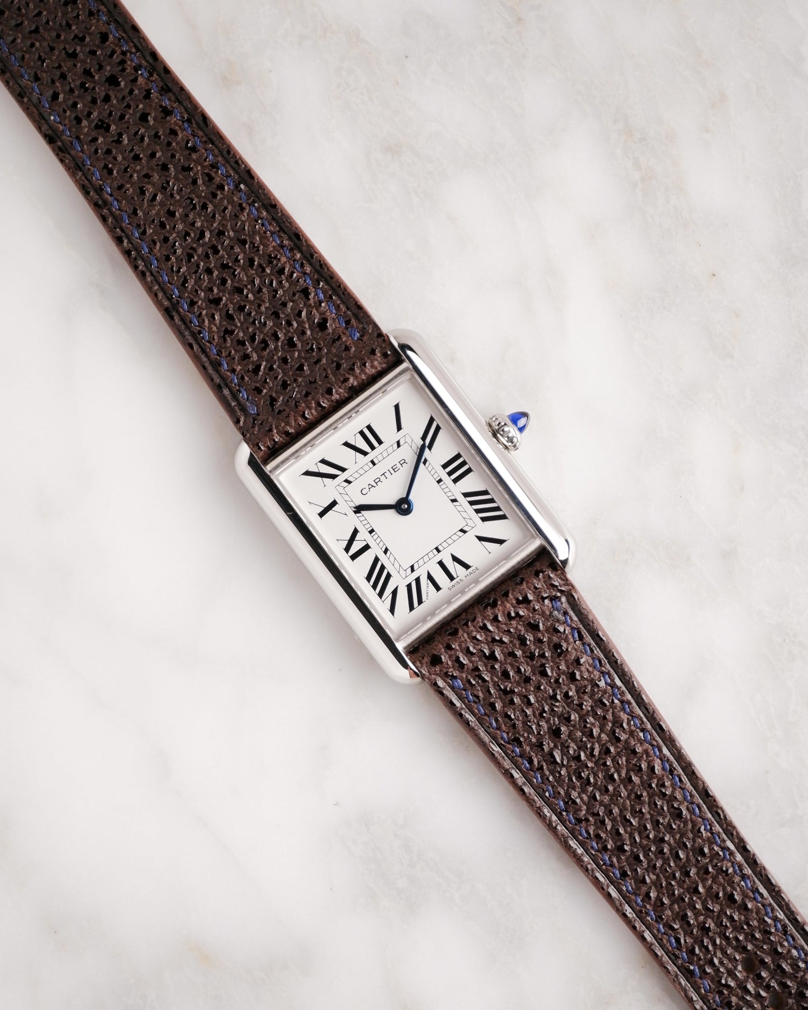 Bespoke Black Diamond Leather Watch Strap