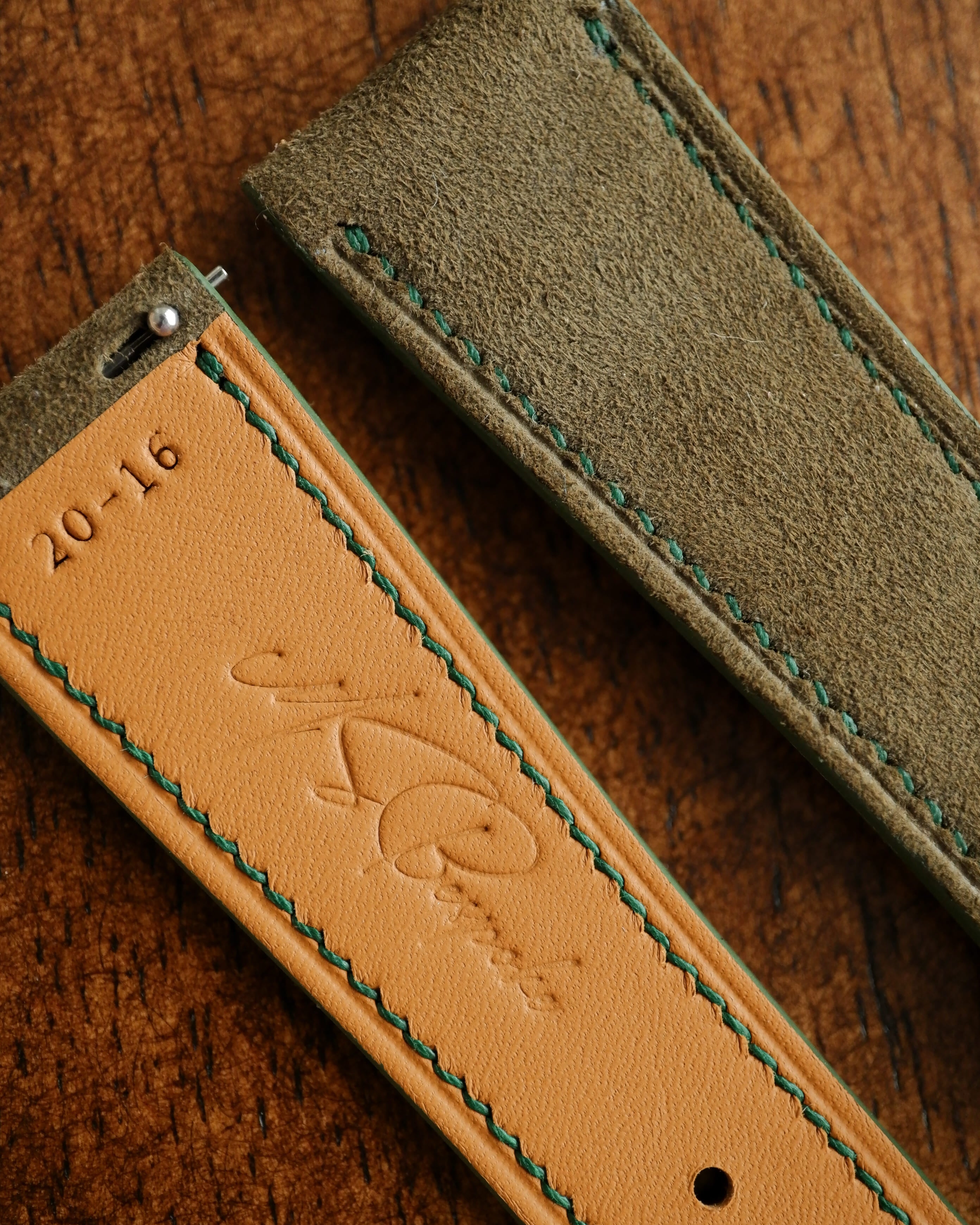 Suede Dark Green Leather Watch Strap