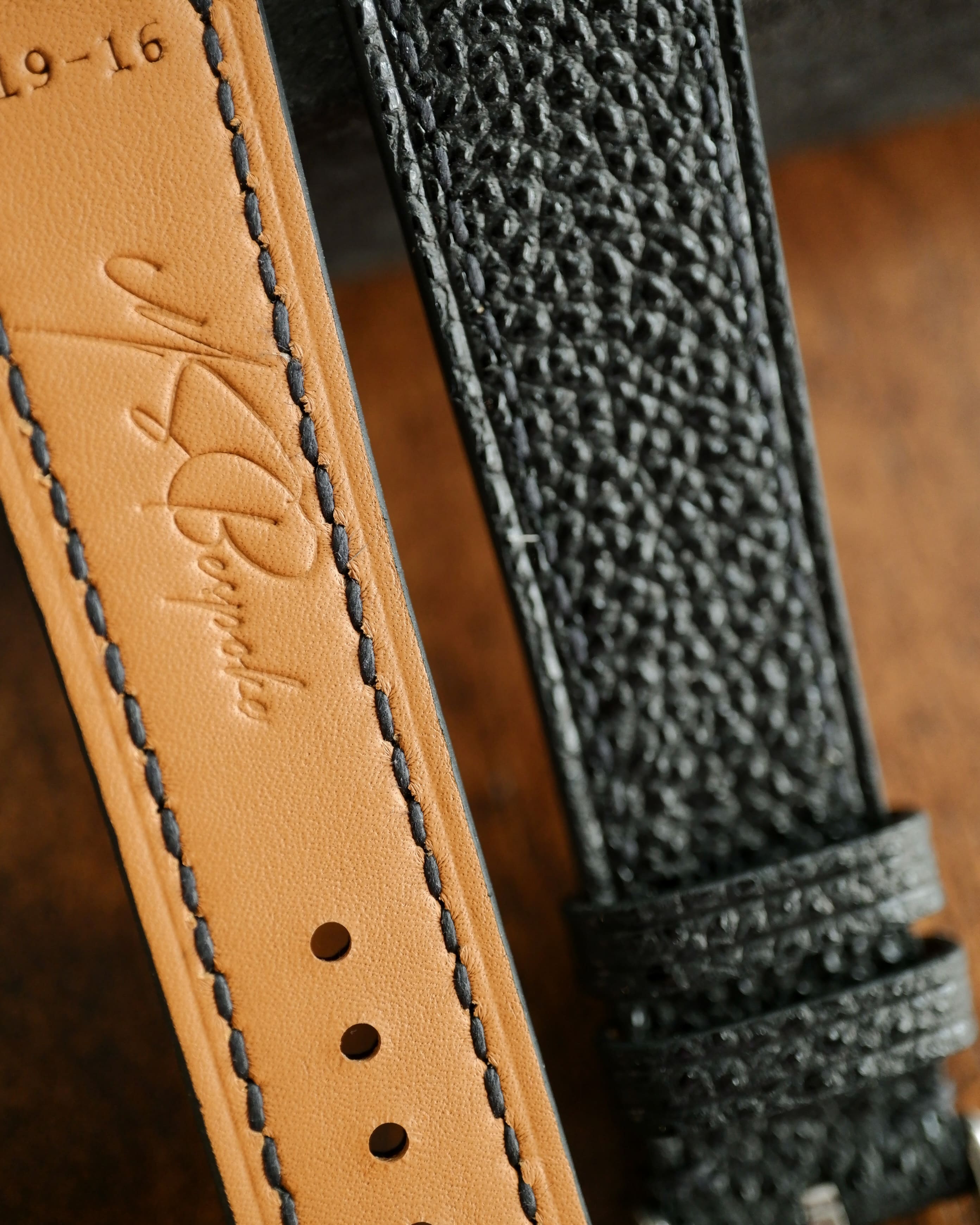 Black Diamond Leather Watch Strap