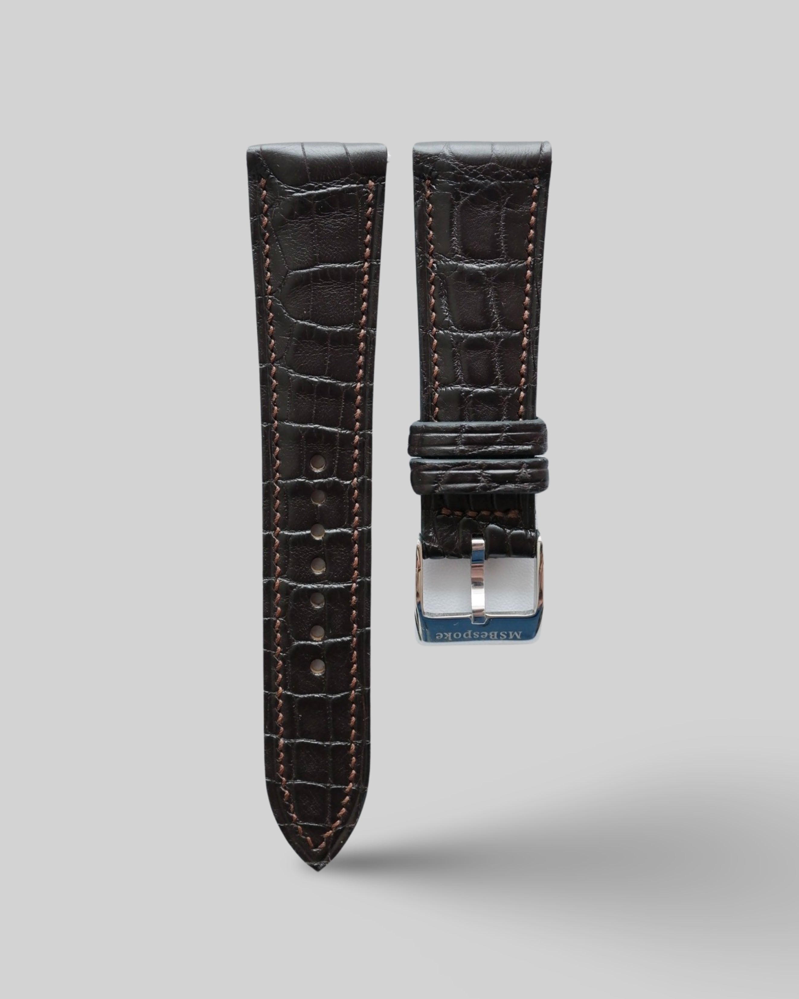 Alligator Dark Brown Leather Watch Strap
