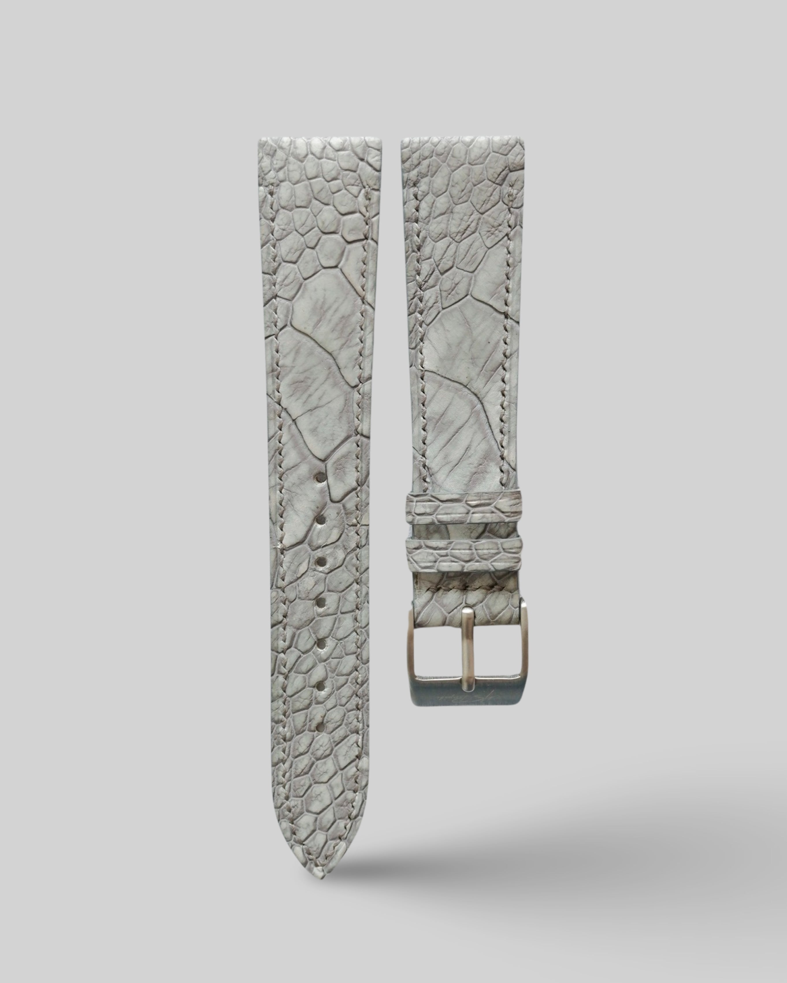 Ostrich Leg Stoned Grey Cartier Santos Dumont Leather Watch Strap