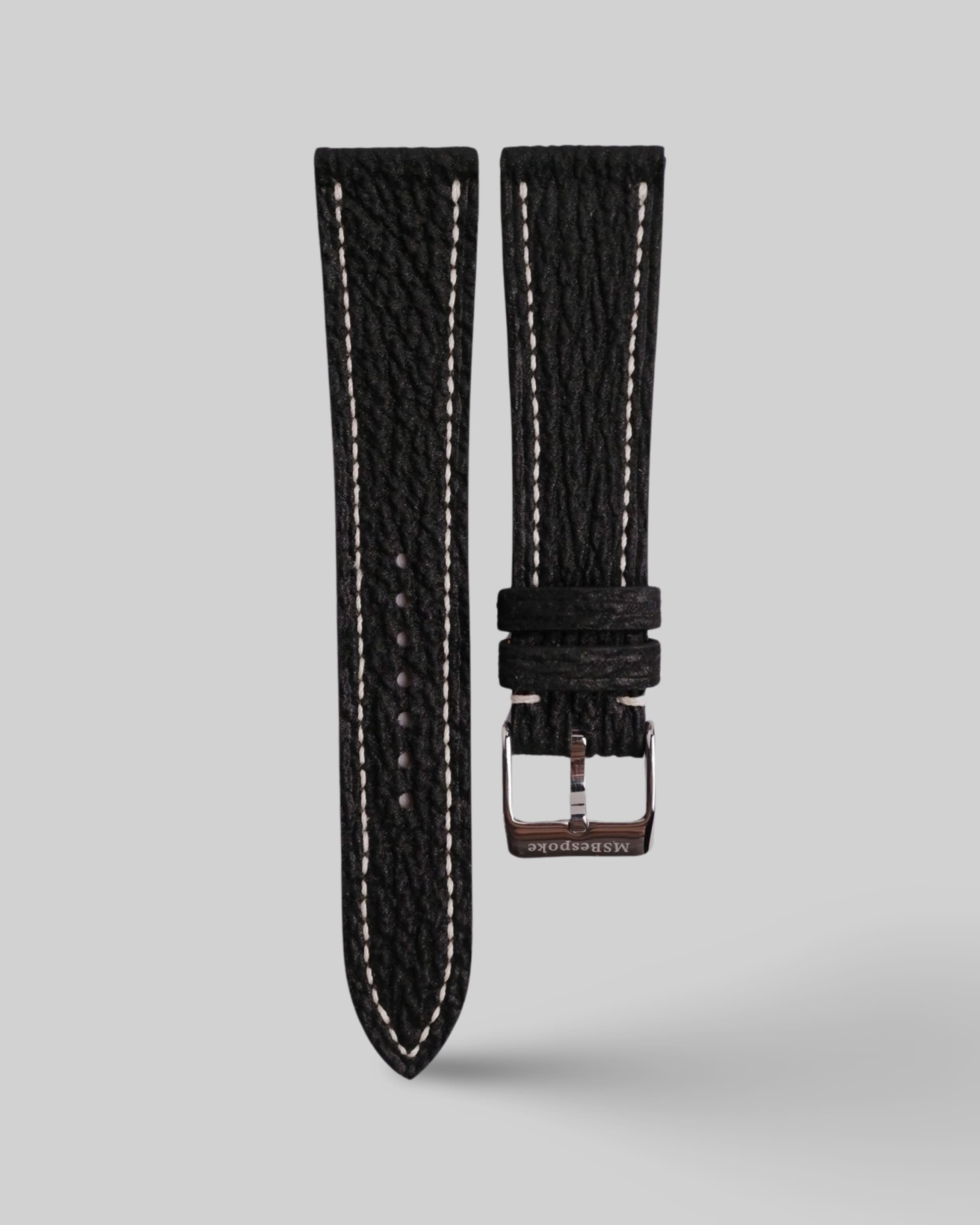 Shark Skin Black Leather Watch Straps