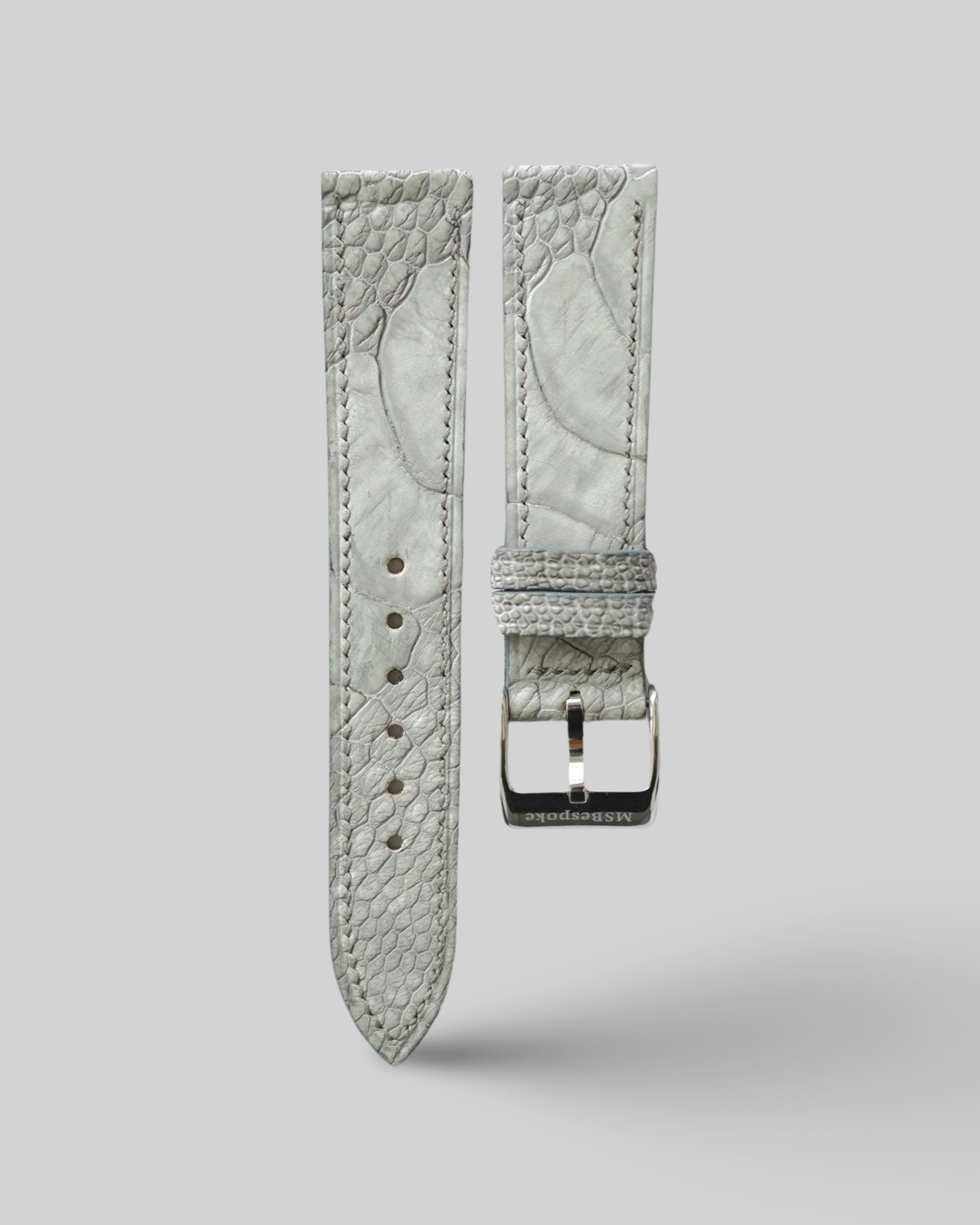 Ostrich Leg Grey Leather Watch Strap