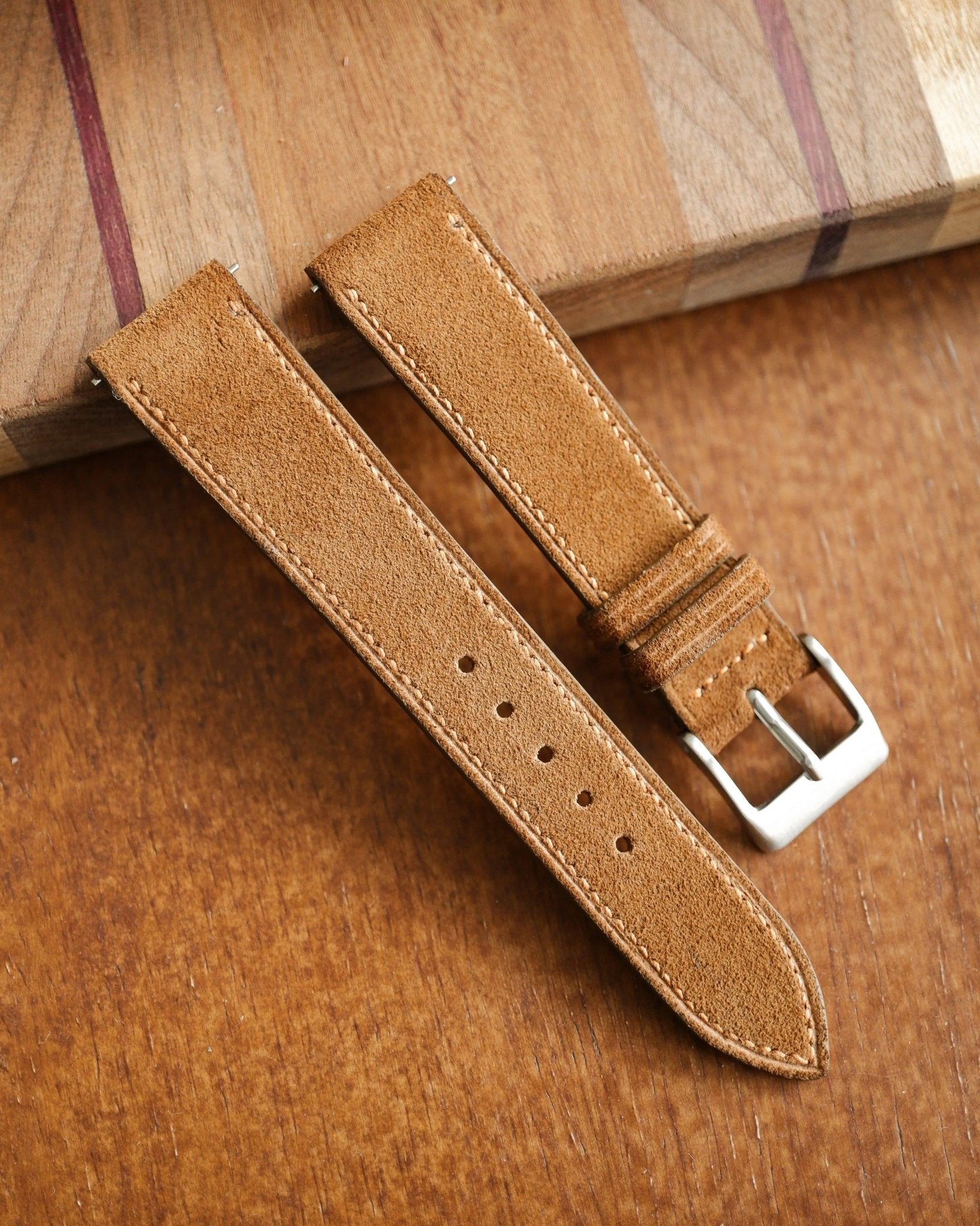 Suede Cognac Leather Watch Strap