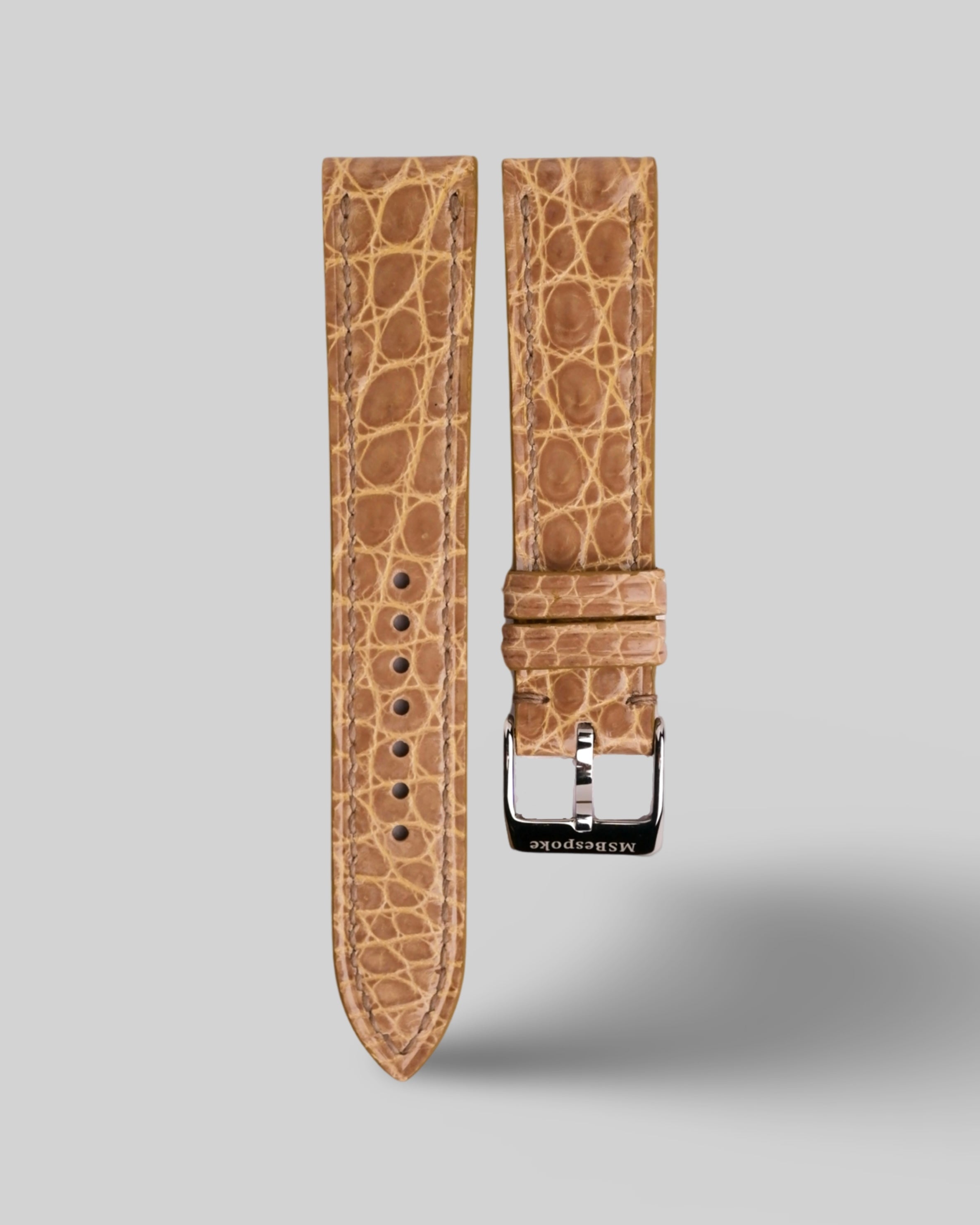 Alligator Flank Taupe Leather Watch Strap (Glazed)