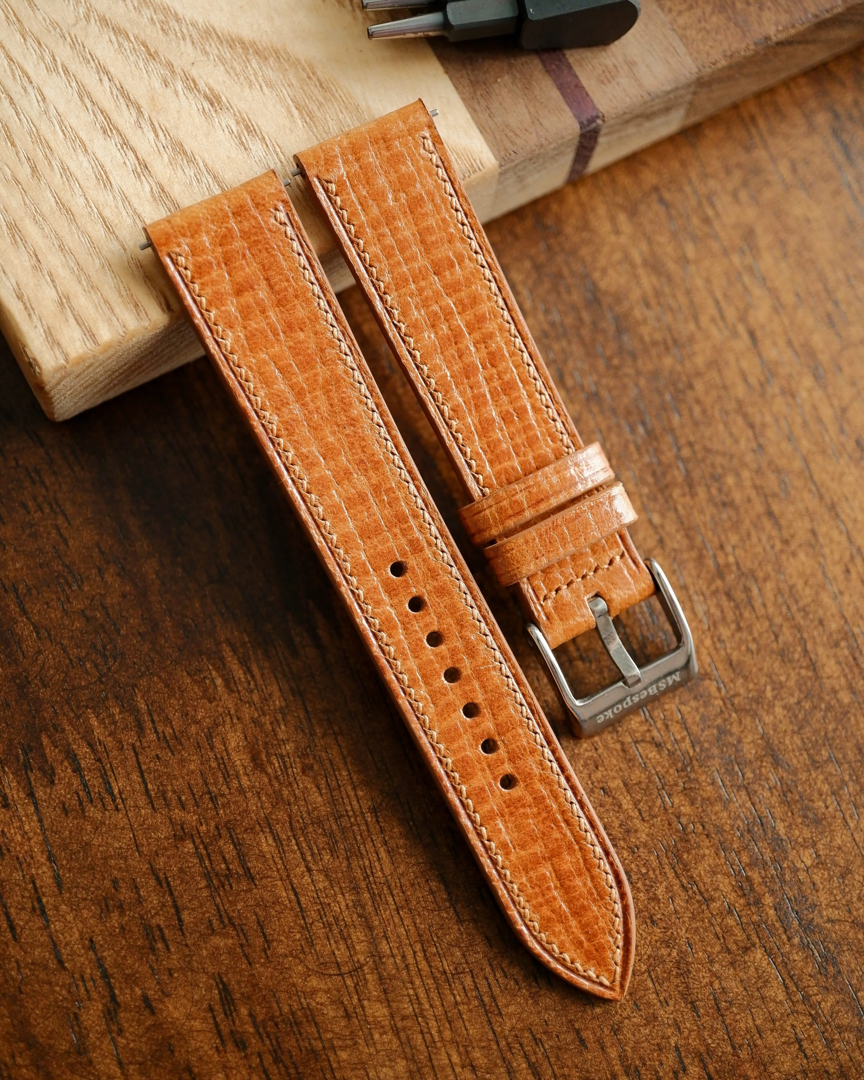 Palmellato Carrot Leather Watch Strap