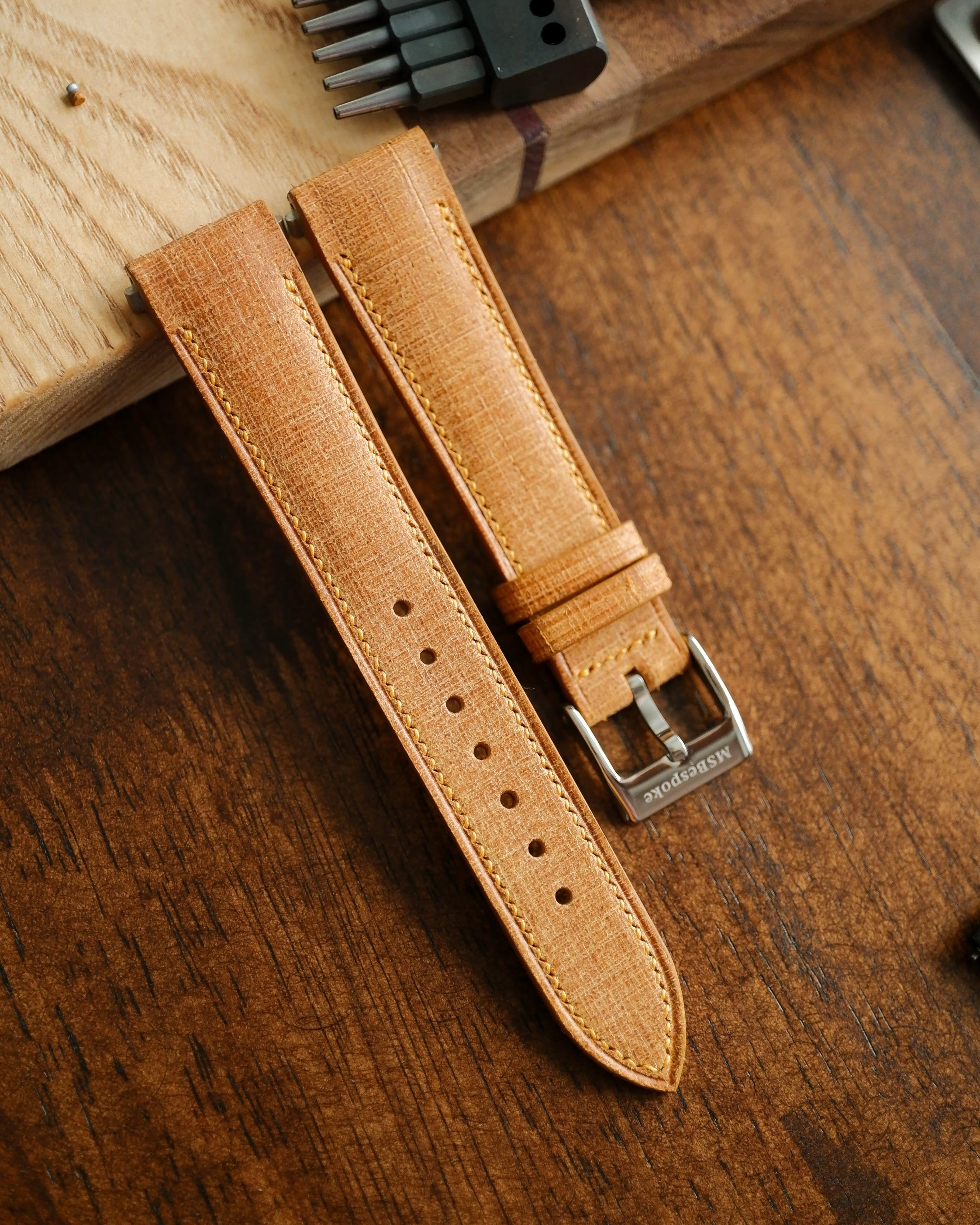 Ready Made - Yellow Babele Cartier Santos Leather Watch Strap