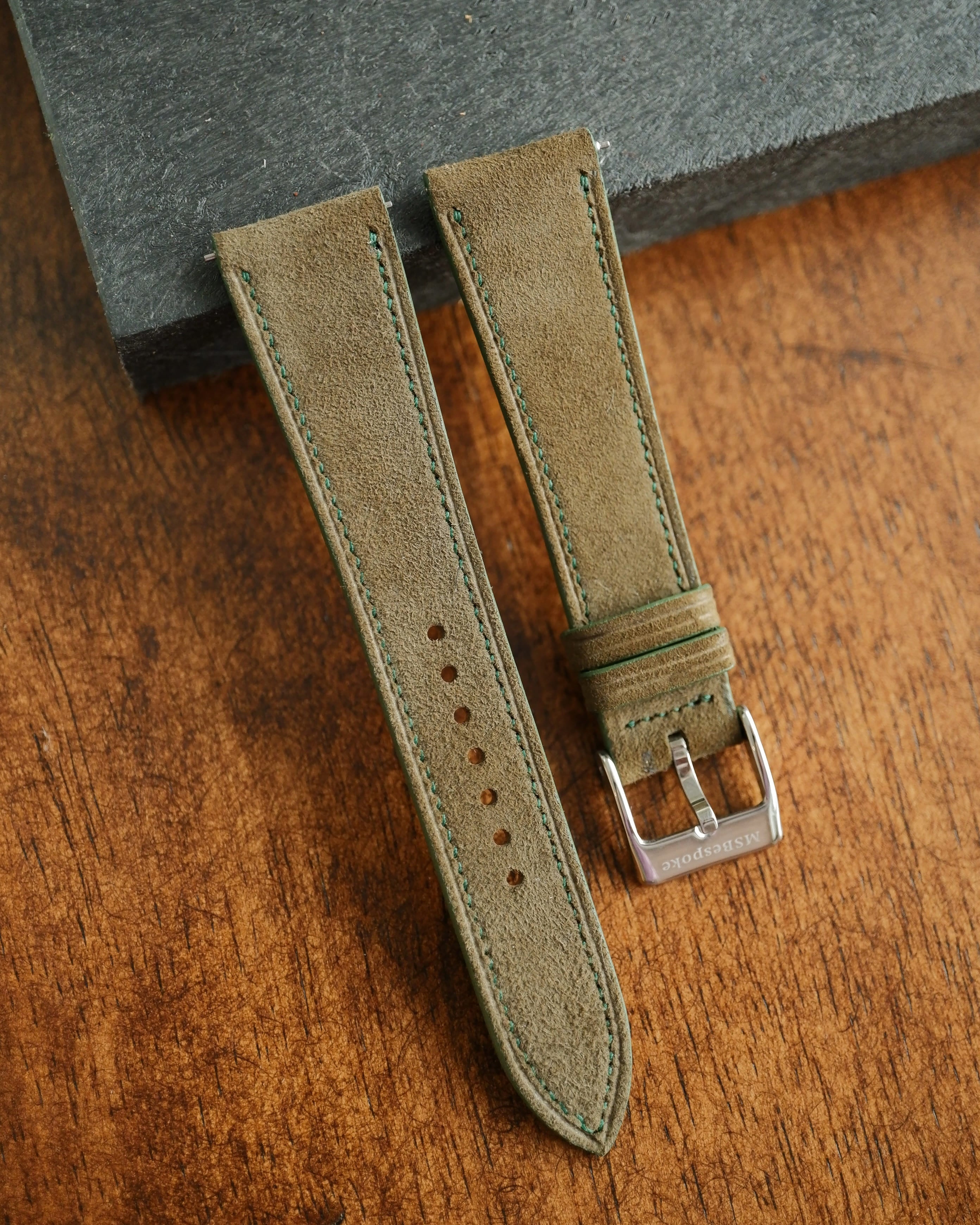 Suede Dark Green Leather Watch Strap