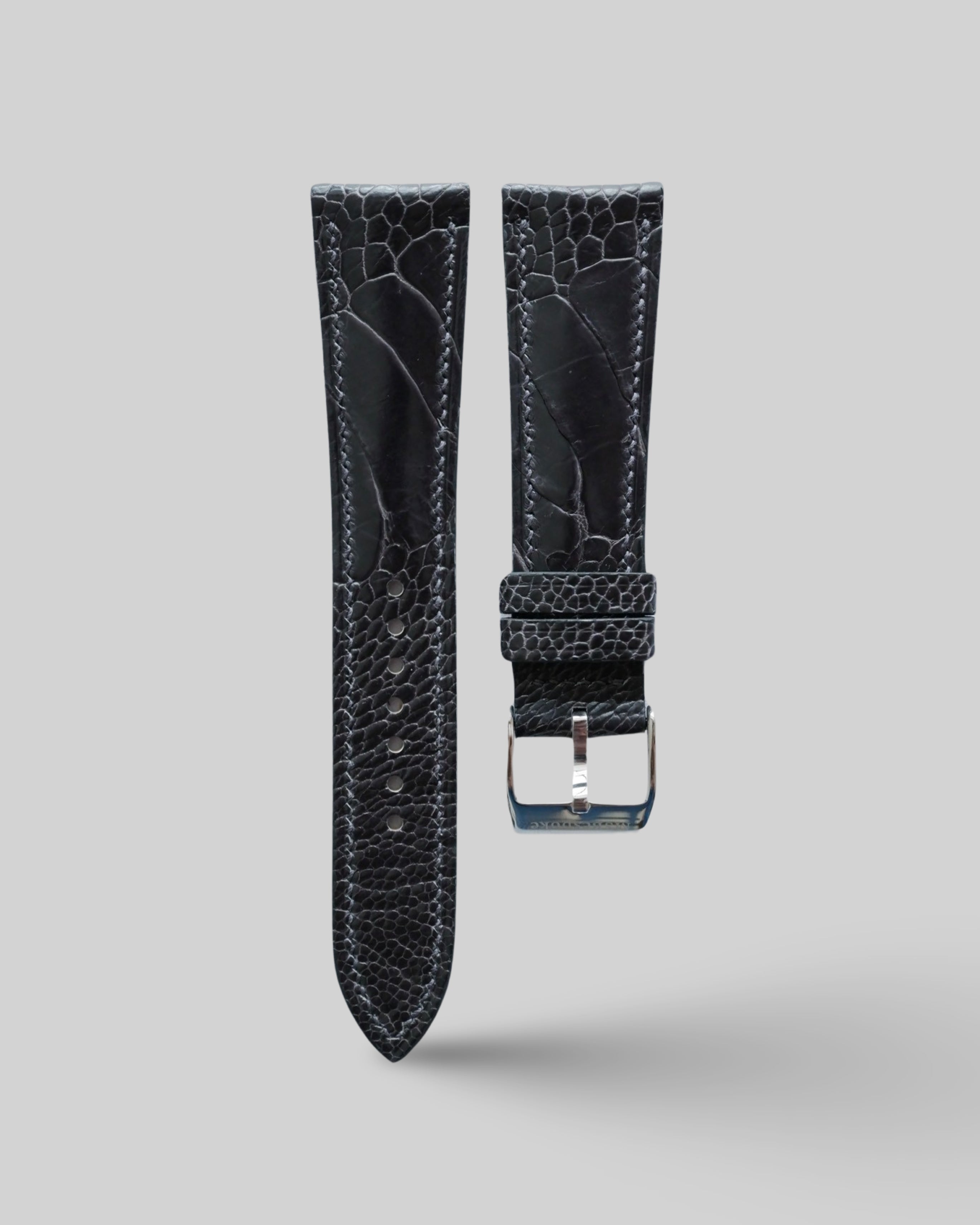 Ostrich Leg Dark Grey Leather Watch Strap