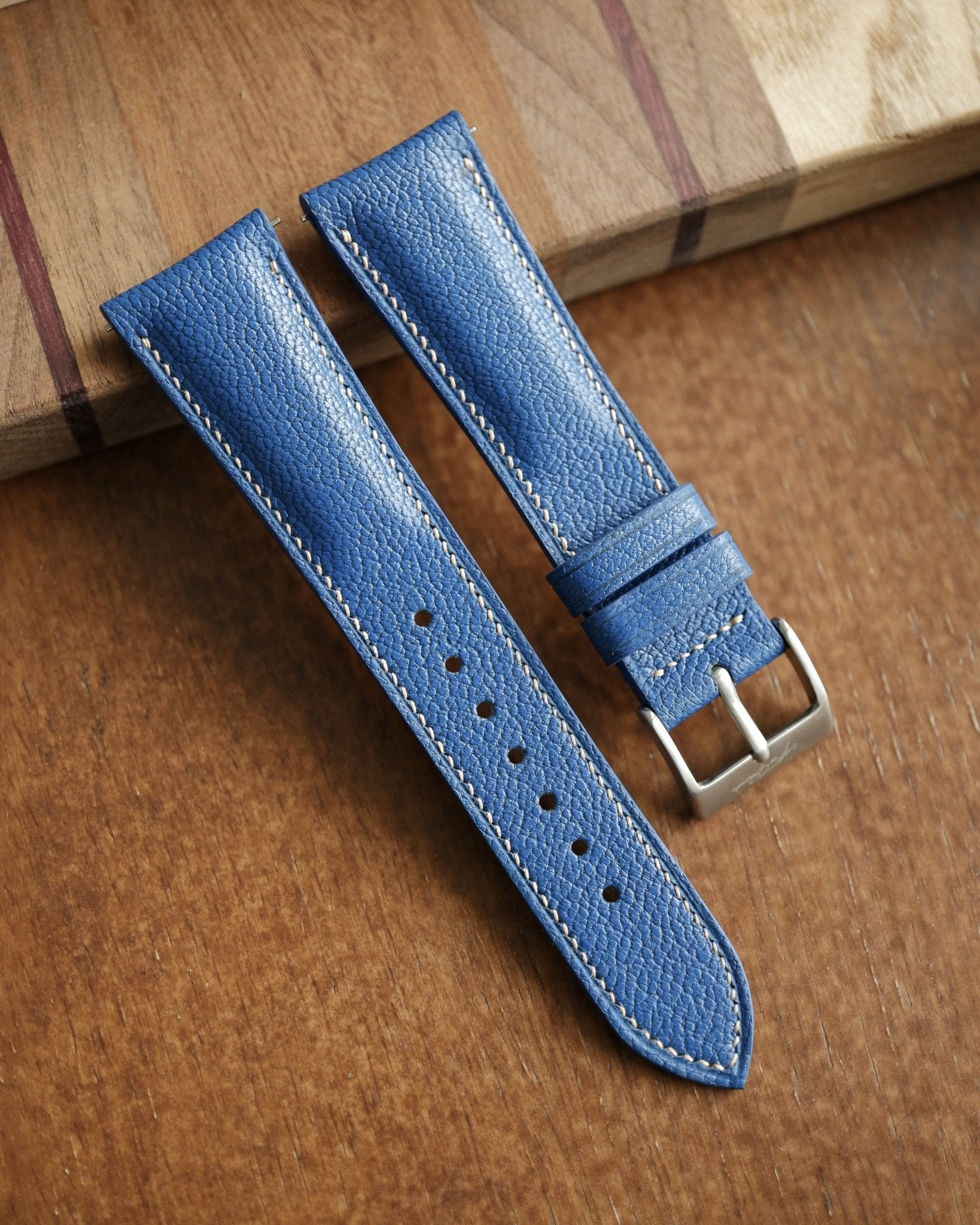 Chèvre Vivid Blue Leather Watch Strap